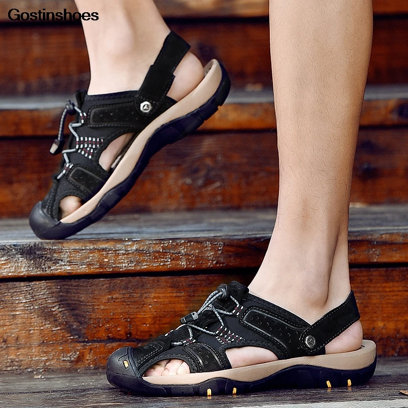Sandel/мужские сандалии из натуральной кожи повседневная обувь для вождения