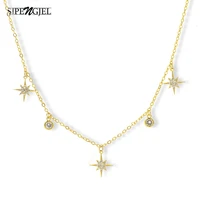 sipengjel shiny zircon punk star personality pendant necklace hip hop choker chain necklace for women jewelry 2021