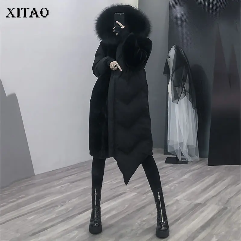 XITAO необычная парка плюшевое пальто с капюшоном женская уличная одежда трендовые