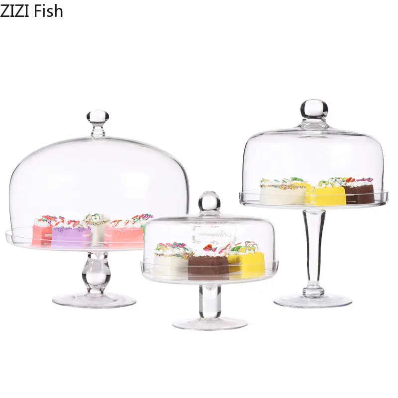 Transparent Glass Wedding Cake Cover Dust-proof Dessert Fruit Display Tray European Style Household Decorating Tool | Дом и сад