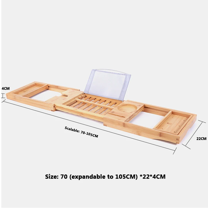 

Bamboo Bathtub Tray Extendable Bathroom Shelf Home Spa Book Wine Tablet Holder Reading Rack Bathtub Accessories Storage