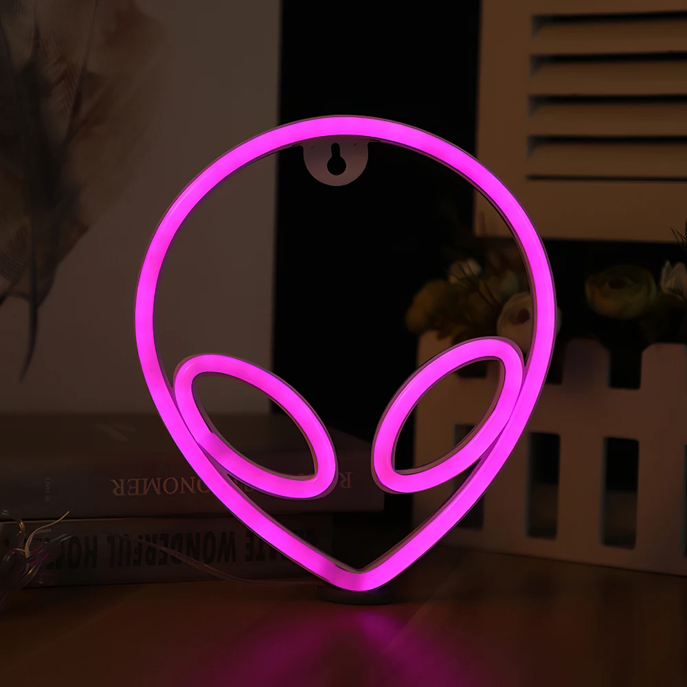 

Cool Alien Man Shape Lamp LED Alien Neon Light Wall Hanging Neon Lamp Bedroom Decoration Light Decorative Night Atmosphere Light