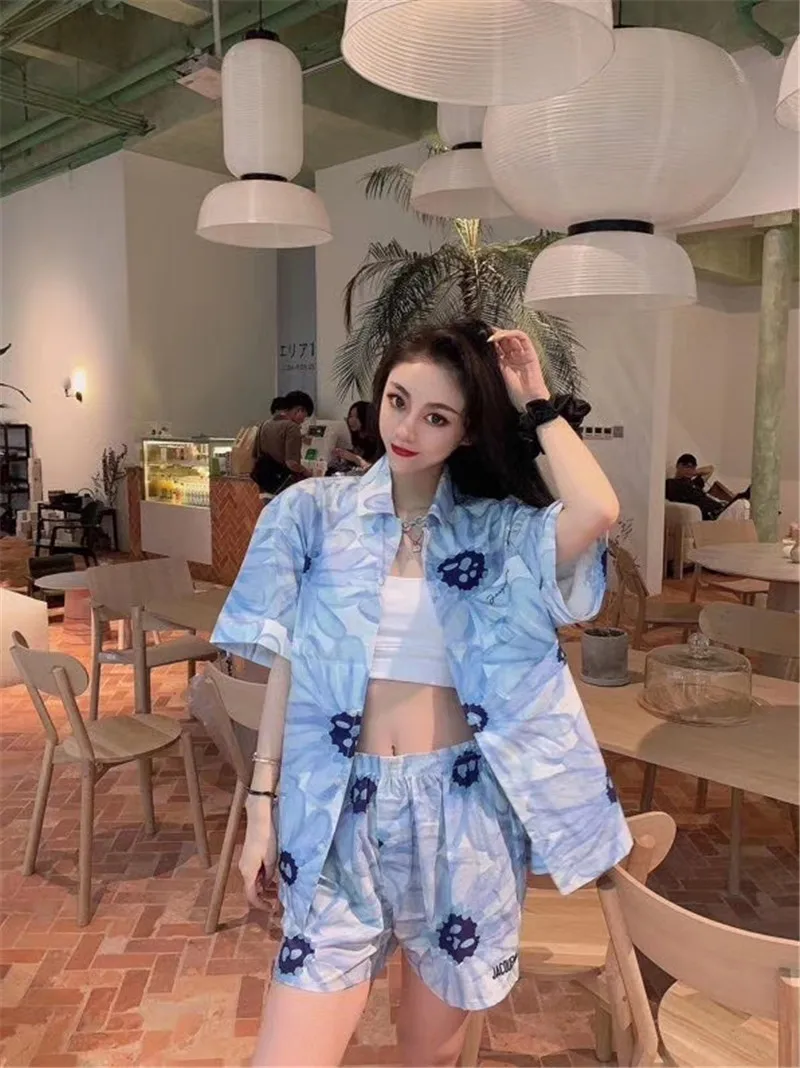 Мужская/женская рубашка с коротким рукавом цветочным принтом 1:1 | Мужская одежда