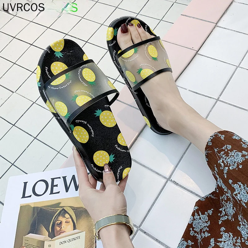 

Женские домашние тапочки с принтом фруктов, сандалии персикового, банана, клубники, арбуза с мультяшным рисунком, женская обувь, лето 2021