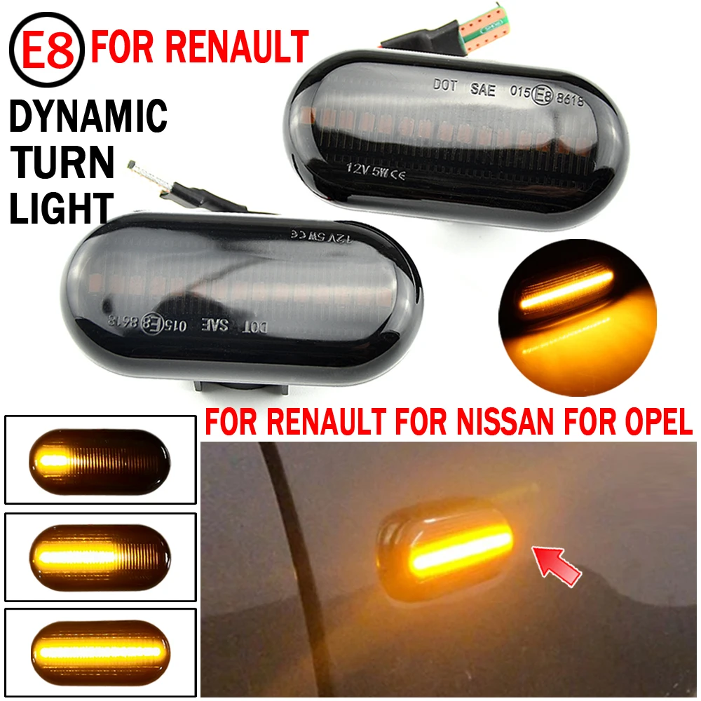 

2pcs LED Side Marker Lamp Repeater Indicator Light For Renault Megane 1 Clio1 2 KANGOO ESPACE Dacia Duster Lodgy Smart Fortwo