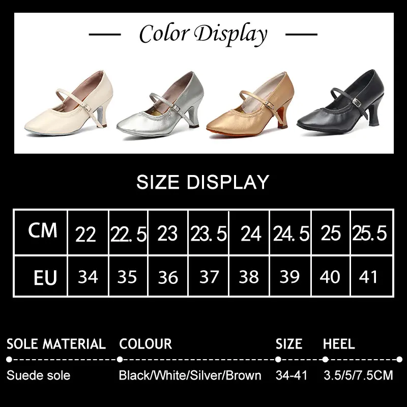 SWDZM Women's Modern Dance Shoes Girls Latin Dancing Shoes Soft Outsole Ballroom Dance Shoes For Ladies High Heeled 3.5/5/7.5cm