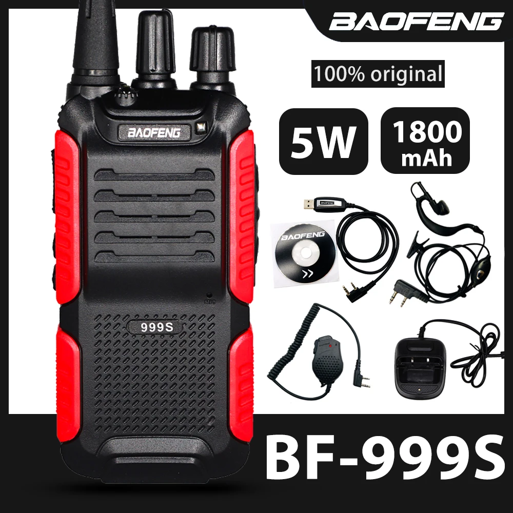 Rádio em Dois Transceptor de Longa Baofeng Walkie Talkie Uhf 400-470mhz Sentidos cb Rádio fm Distância Rádios Portáteis Bf999s 5w 1800mah Bf-999s