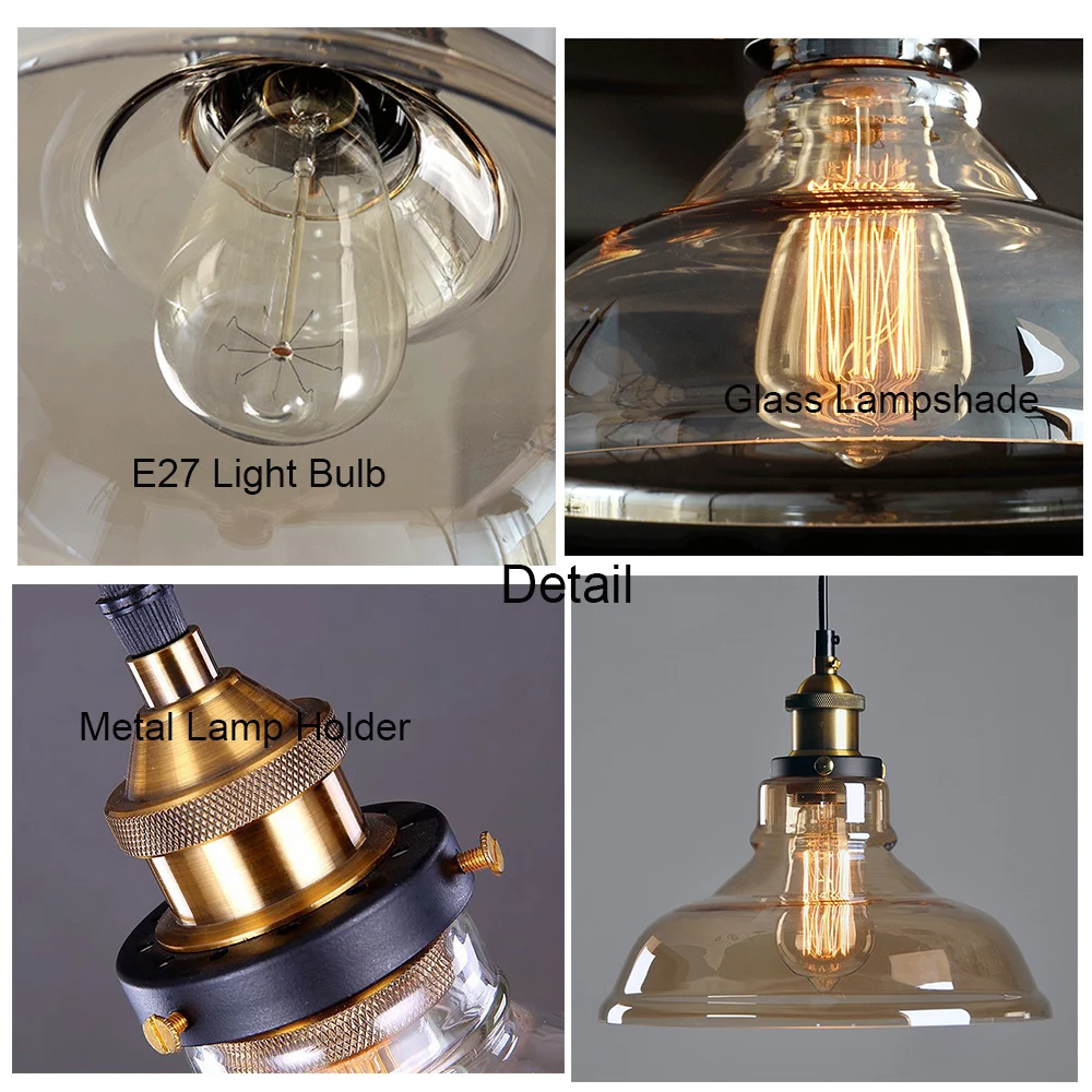 Винтажный стеклянный подвесной светильник в стиле индастриал современный с