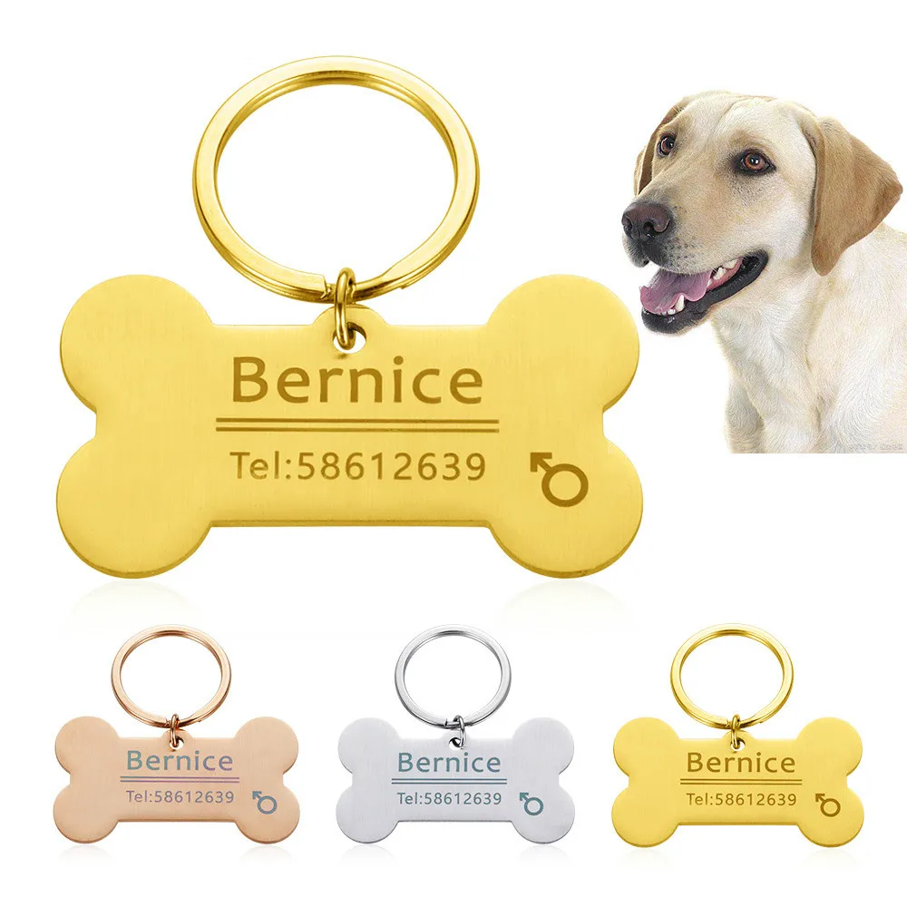 

Personalized Pet ID Tag Keychain Engraved Pet ID Name for Cat Puppy Dog Collar Tag Pendant Keyring Bone Pet Accessories