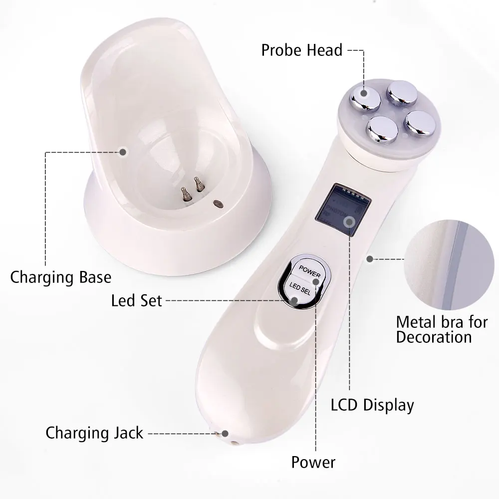 LED Photon Facial Skin Rejuvenation RF EMS Mesotherapy Face Lifting Tightening Device Black head Acne Remover Skincare | Красота и