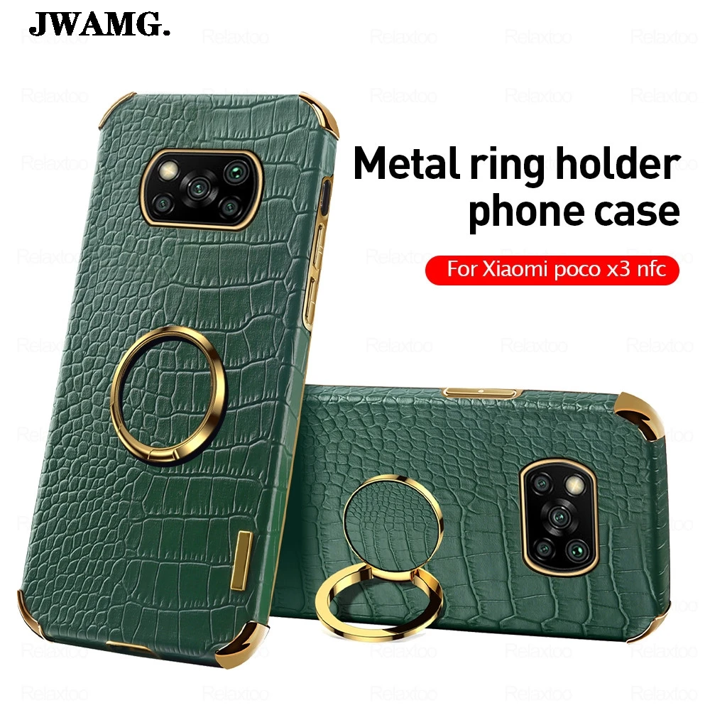 

Luxury Leather Case For Xiaomi Poco X3 Pro X 3 NFC Mi PocoX3 X3Pro Poko Pocophone 3X Car Magnetic Ring Stand Bracket Cover Coque