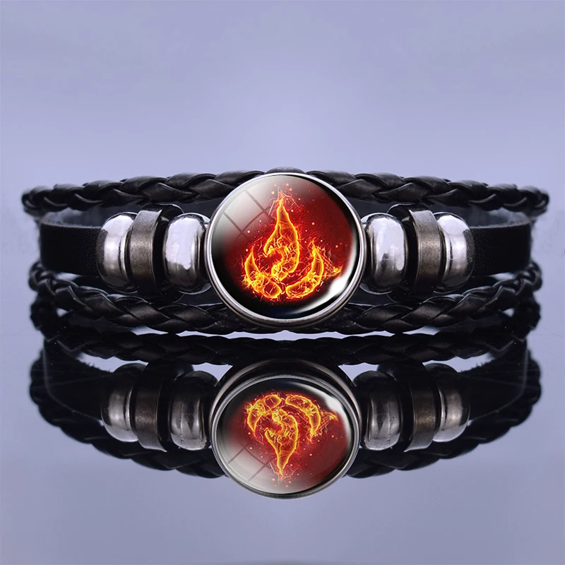 Черный кожаный браслет Аватар: The Last Airbender Fire Nation Logo аниме-браслеты ювелирные