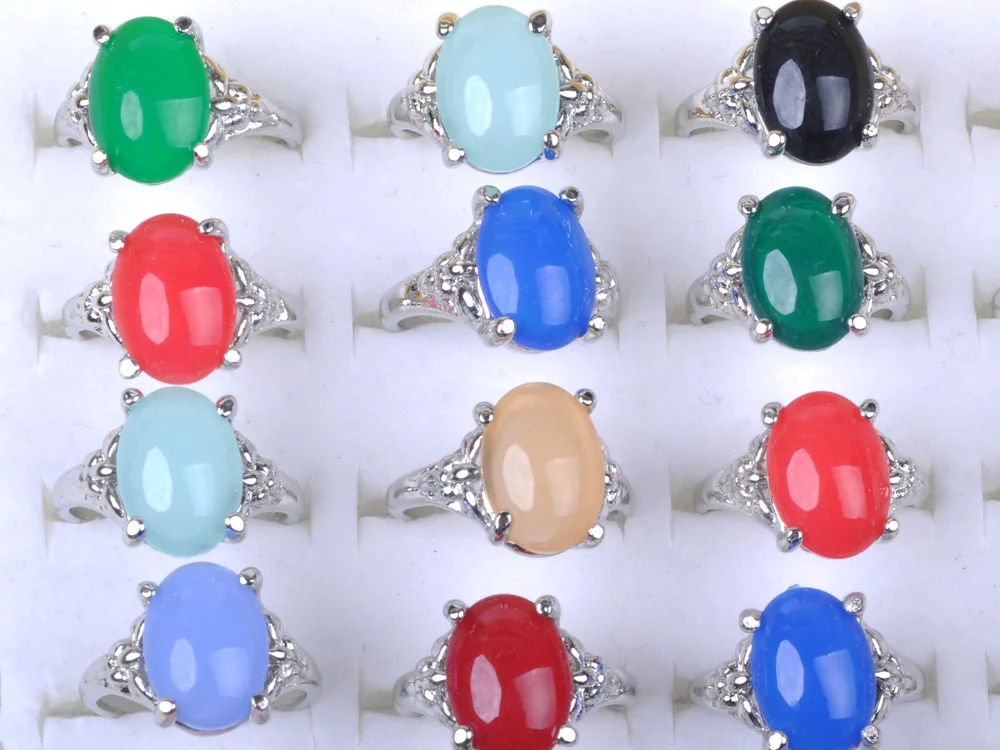 

Кольца из натурального камня для мужчин и женщин, 20 шт.