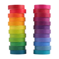 24pcs rainbow color washi tape set 9mm 15mm macaron colors adhesive masking tapes stickers decoration diy marker label a6735