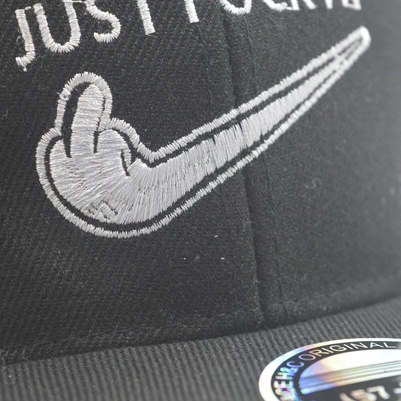 F ОАК средний палец Вышивка Новый черный хип хоп Just Do Цвет его Кепка тракер