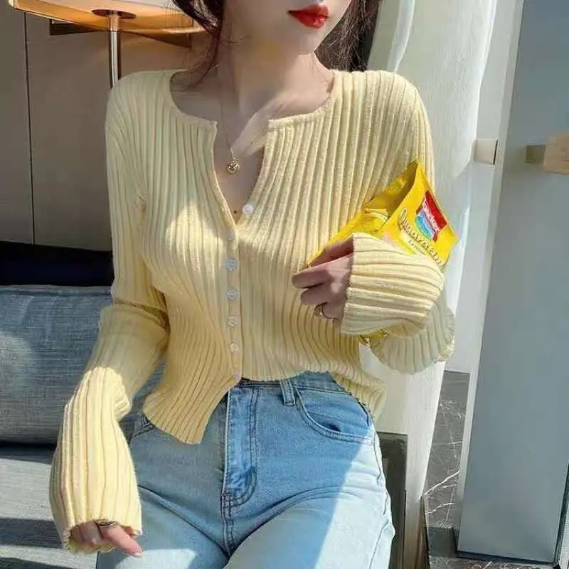 Fall 2021 Women Clothing Oversize Womens Sweaters Autumn Vintage Loose Winter Sweater Knitted Cardigan Knit Button Maxi | Женская одежда