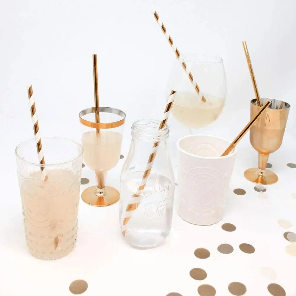 50 шт. одноразовые бумажные салфетки в полоску под розовое золото | Дом и сад