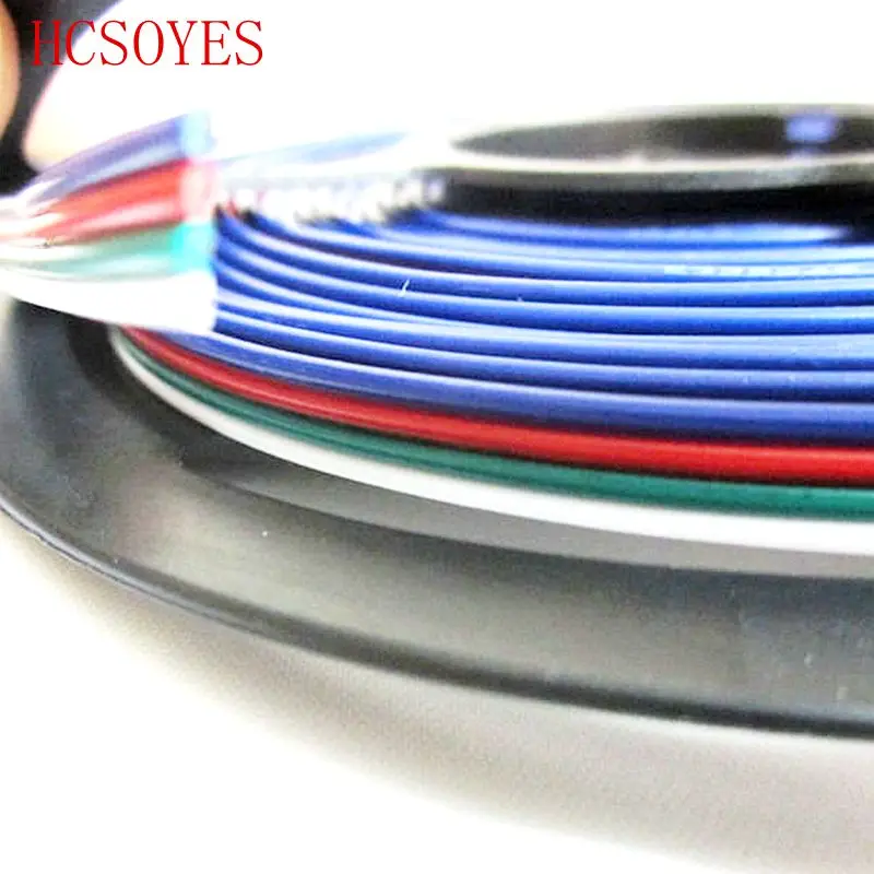 5 м/10 м/20 м/рулон 4 Pin Расширение RGB+ черный провод кабель для ws2801/5050/3528/lpd8806/apa102 smd RGB Светодиодные ленты 22AWG линии