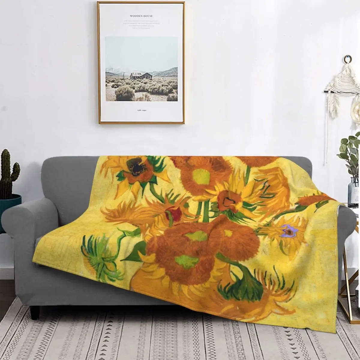 

Подсолнухи Ван Гога, осень/зима, импрессионист, портативный теплый плед для дивана, искусственное одеяло