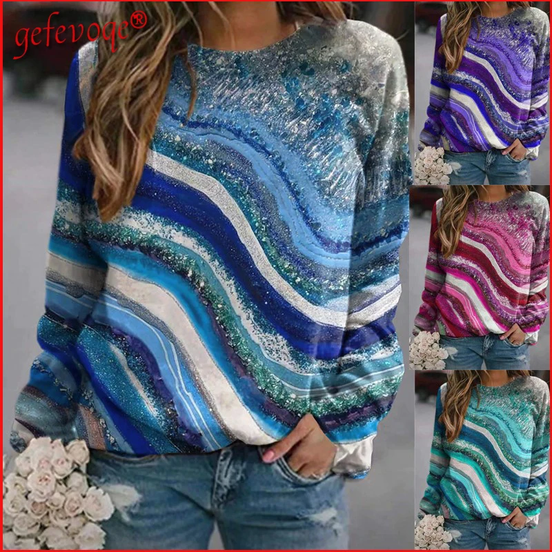 

Women's Fashion Casual O Neck Long Sleeve Loose Pullovers Tunic Top Harajuku Print Female Sweatshirt Autumn Winter Clothing 2021