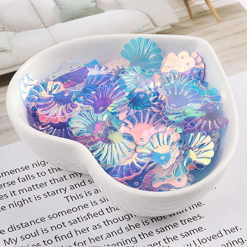 15 мм гребешок оболочки пайетки для рукоделия корпус вентилятора форма блестки