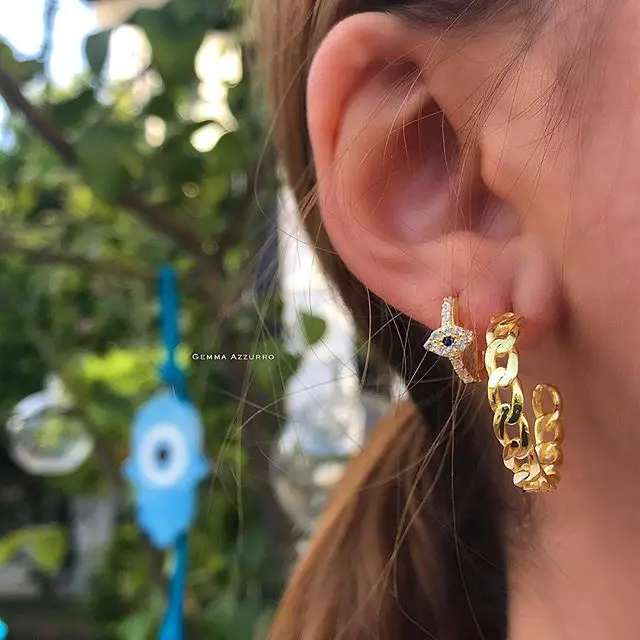 Нежный 925 стерлингового серебра глаз женские серьги-кольца золото/серебро Цвет