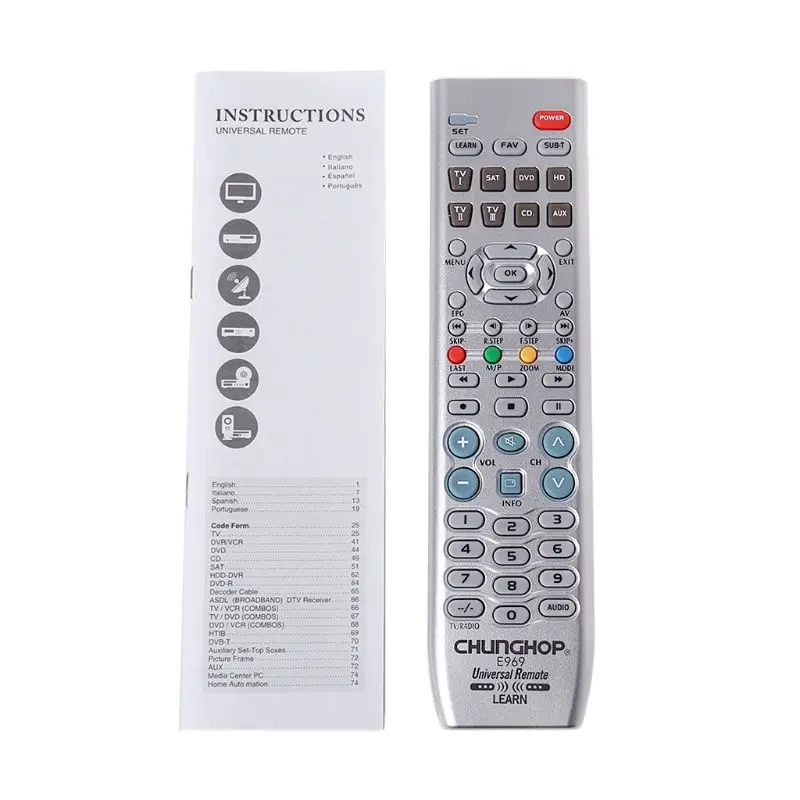

R58B New 8in1 Smart Remote Universal Control Controller For TV PVR VDO DVD SAT AUD