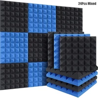 24pcspack mixed acoustic foam panels wall sound absorbing treatment soundproof foam sponge pad for studio drum room with tapes