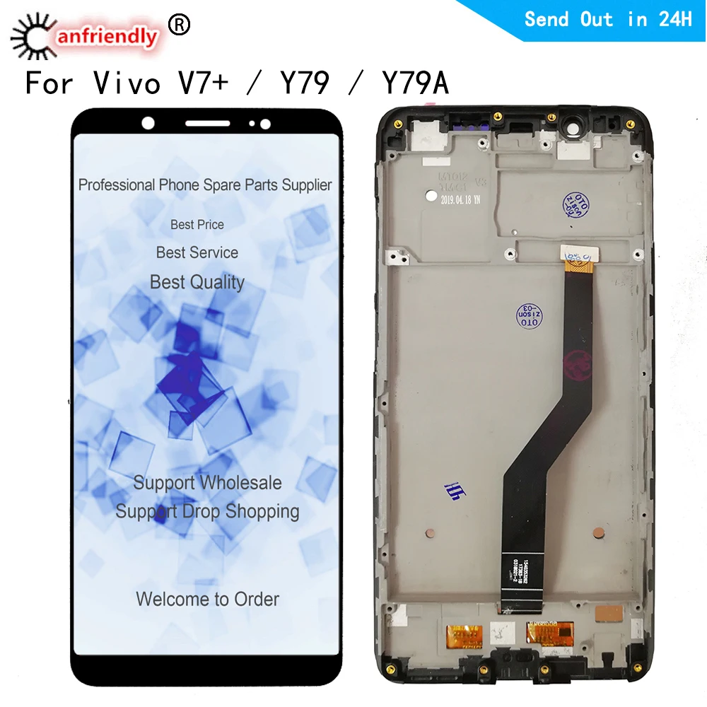 Pantalla LCD IPS de 5,99 pulgadas para Vivo V7 + Y79, sensor de pantalla LCD con panel t&aacute;ctil, Digitalizador con marco de montaje, para V7plus, Y79, V7 +-0