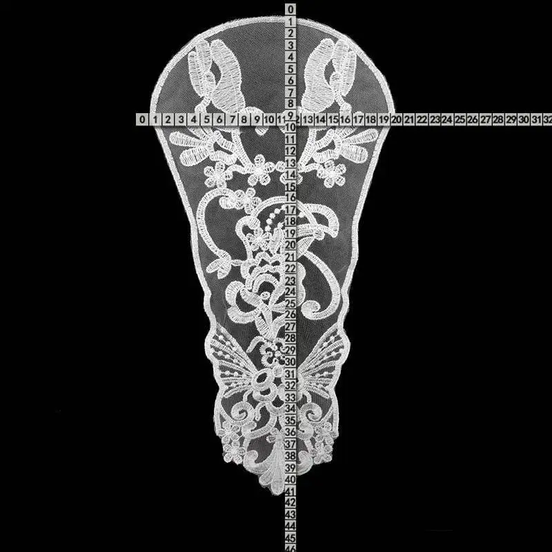 4PCS/Set Luxury White Wedding Dress Lace Fabric Applique Flowers Embroidery Trim Collar Corsage Scrapbooking DIY Sewing Supplies