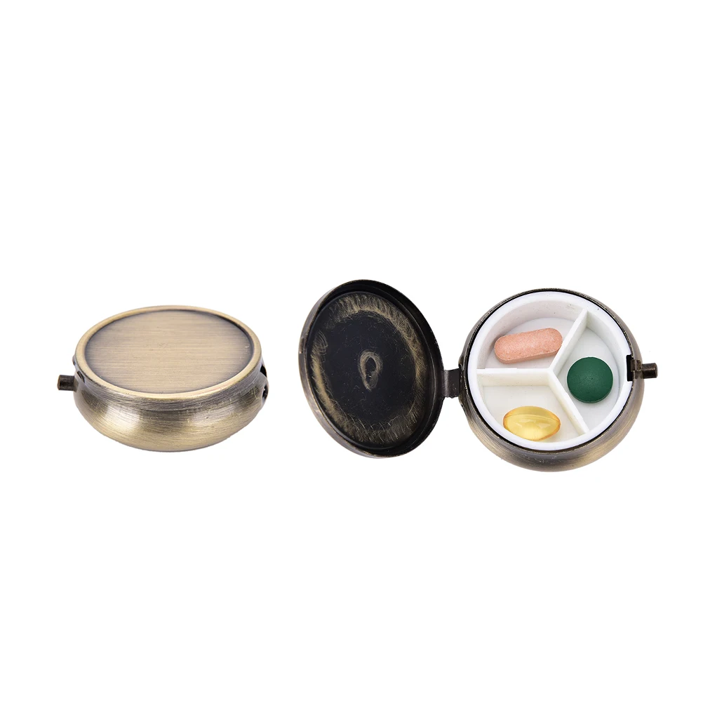

DIY Metal Round Pill Boxes Medicine Organizer Container Medicine Case