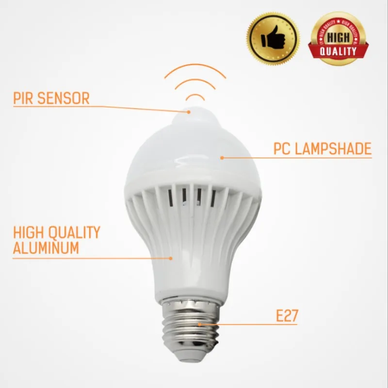 Светодиодная лампа E27 инфракрасный датчик движения 220 В переменного тока 5 Вт 7 9 |