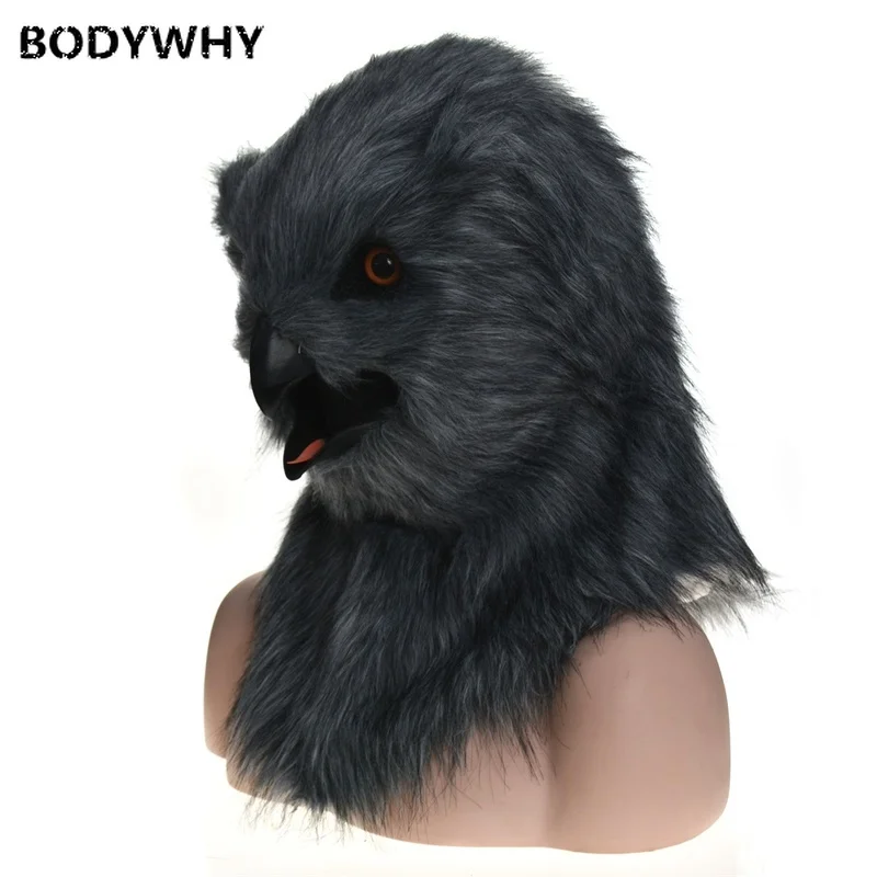 Костюм талисмана темно серого цвета с изображением совы костюм на Хэллоуин