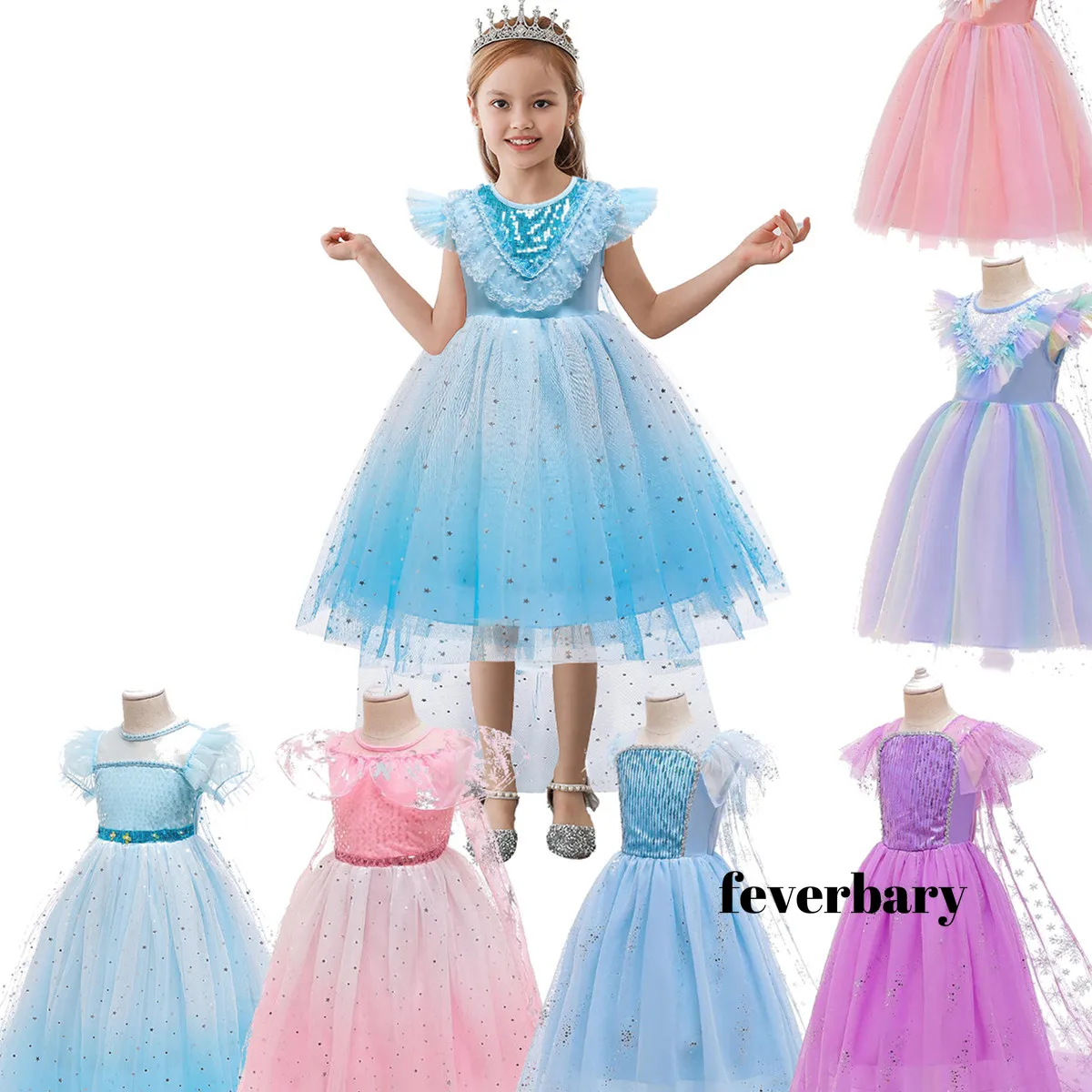 

Kids Girls Anna Elsa Princess Jasmine Wedding Dress Cloak Capes Robes Children Stage Rapunzel Aurora Party Cosplay Costumes