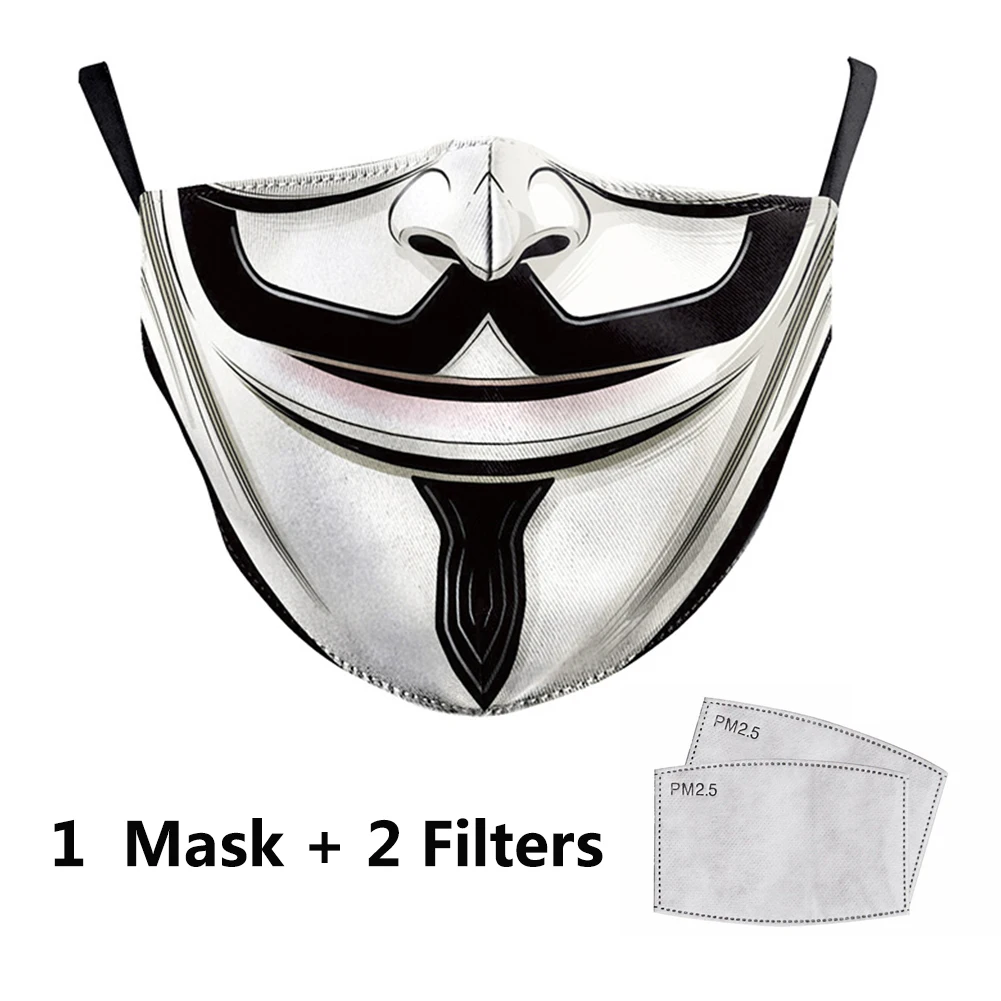 

Fashion Printing Reusable Protective PM2.5 Filter Mouth Mask Anti Dust Face Mask Windproof Adjustable Face Masks Women Men