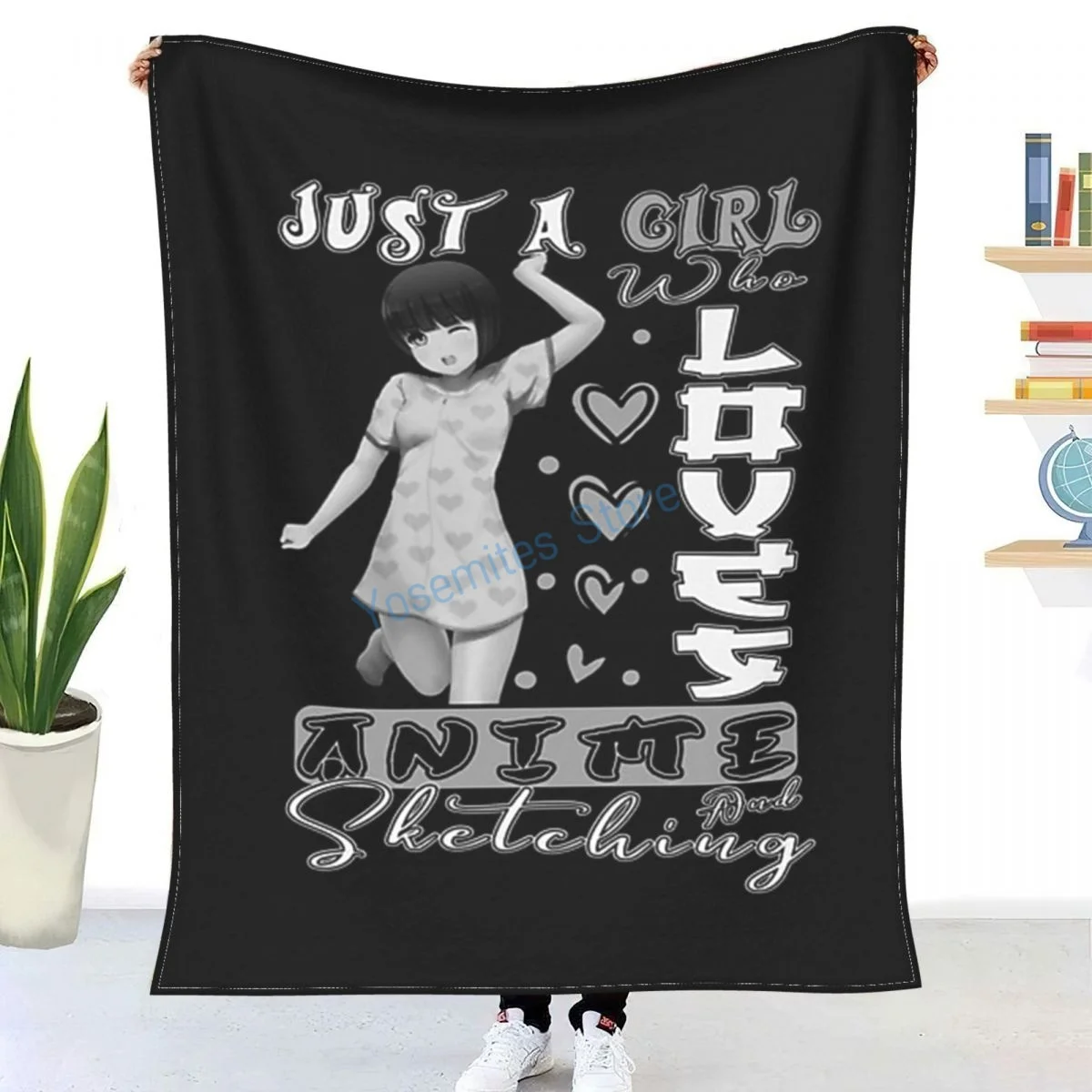 

Just a gift blanket for a girl who really likes anime and sketches, a bed cover for anime fans, a bed sheet for video game lover