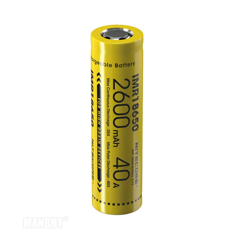 Аккумуляторная батарея NITECORE Power IMR18650 2600 мА/ч 40A 3 7 В литий ионная защита высокая