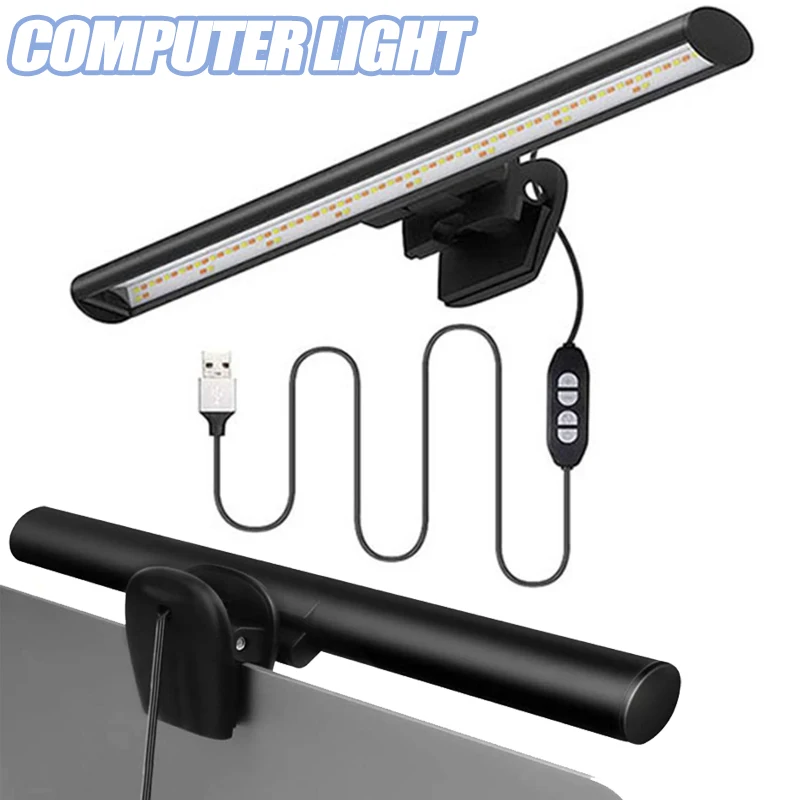 

Monitor Light Bar with Clip USB LED E-Reading Eye Care Screenbar Lamp 3W 3 Color Temperature 10 Dimming Levels HANW88