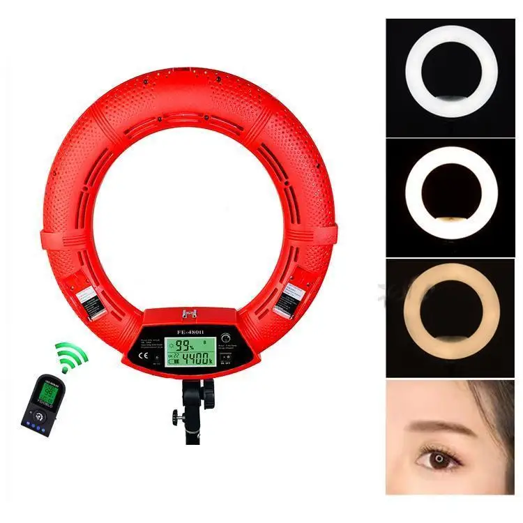 

Original Yidoblo FE-480II LED Red Ring light Make up cold warm color adjustable Studio 480 LED Macro Ring Light 3200K-5600K