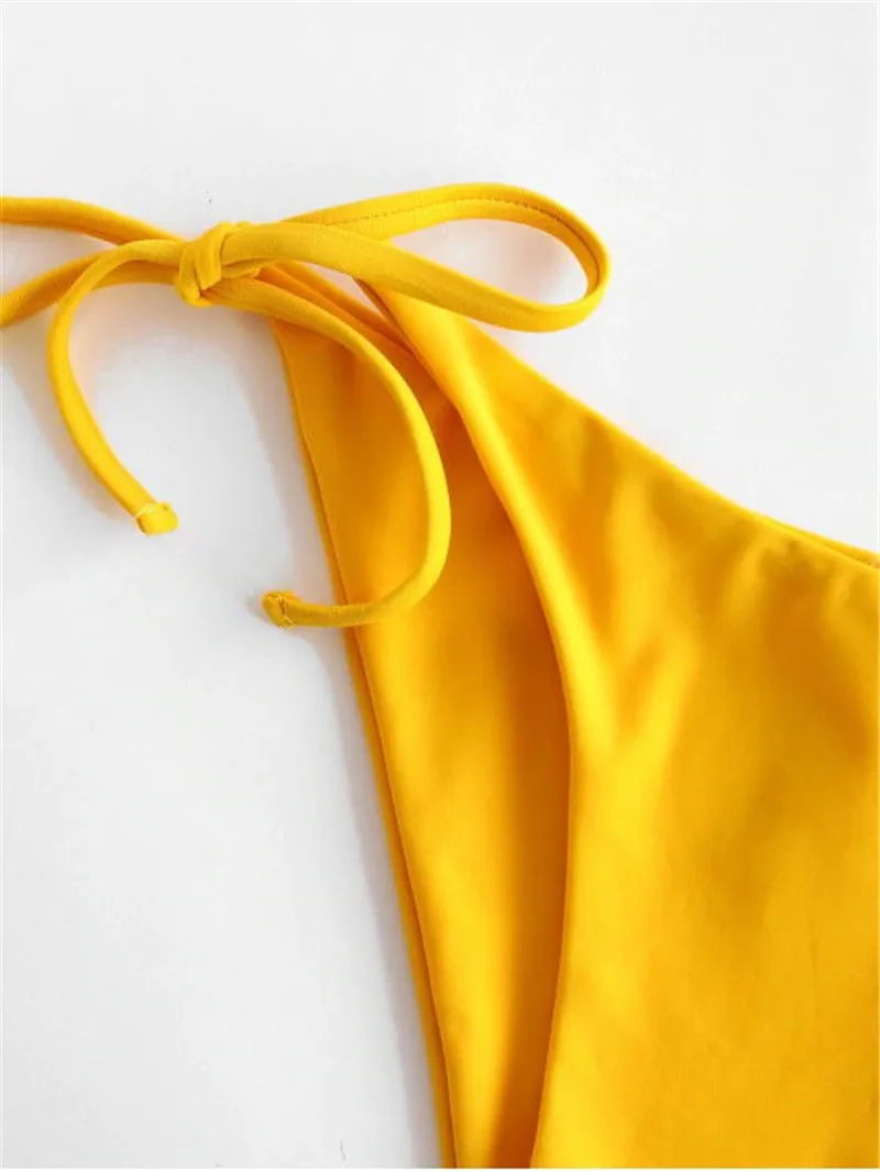 Женский купальник из 3 предметов Бандажное бикини с подсолнухами на шнуровке