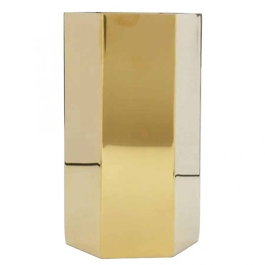 Six-sided Multi-function Pen Holder Stainless Steel Flower Vase Desktop Brush Container |