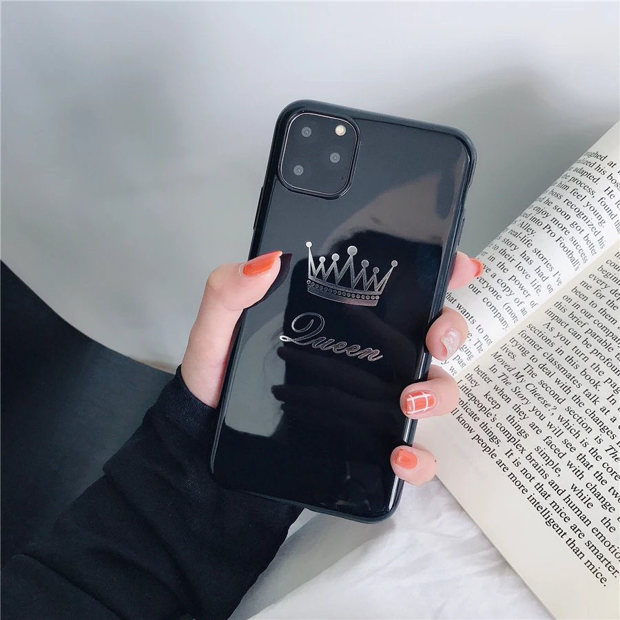 11 Роскошный чехол для пары для iPhone 6, 6s, 7, 8 Plus, глянцевая корона, король, королева, буквы, мягкий ТПУ чехол для iPhone X, XS, чехол для MAX XR Capa - Цвет: 11