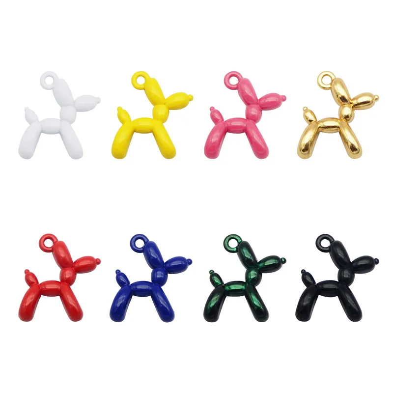 

Julie Wang 8PCS Enamel Balloon Dog Charms Alloy Spray-painted Animal Dog Necklace Bracelet Earring Jewelry Making Accessory