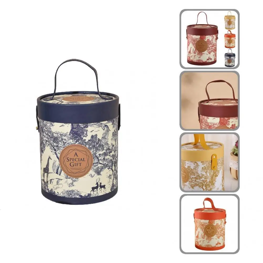 

Paper Useful Decorating Round Gift Florist Box Portable Gift Box Easy to Carry for Party