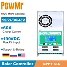 Контроллер заряда солнечной батареи PowMr MPPT 60A, ЖК-дисплей, 12 В, 24 В, 36 В, 48 В, автоматический регулятор заряда солнечной панели для входа Max190VDC