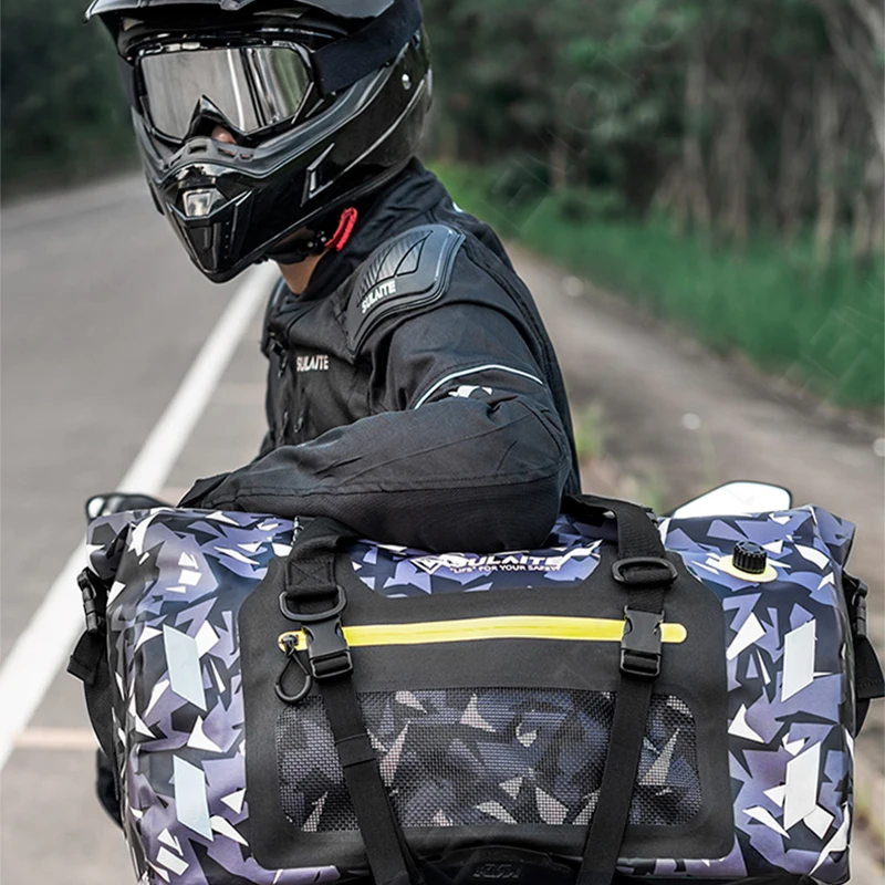 

SULAITE Motorcycle Tail Bag Genuine Waterproof Multi-Functional Durable Rear Motocross Seat Bag High Capacity Rider Backpack