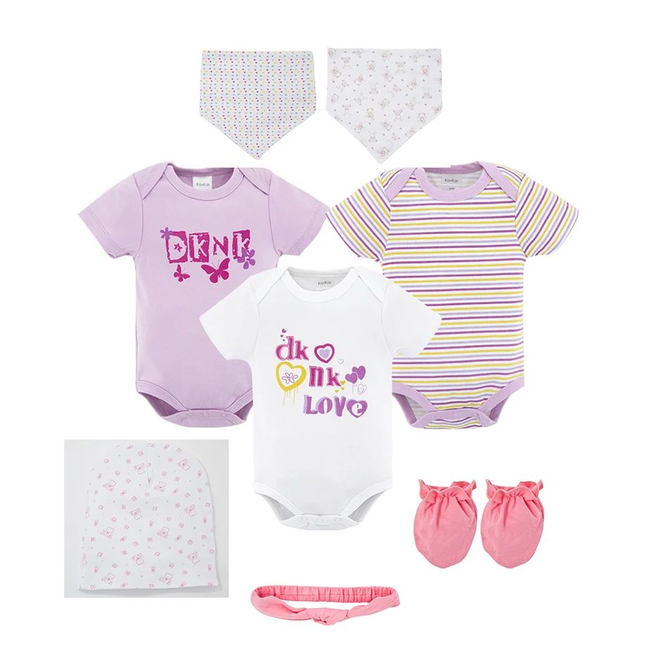8PCS Baby Boy Bodysuit Clothes Set Newborn Baby Jumpsuit roupa infantil Clothing Set with Baby Caps Bibs Gloves Gifts