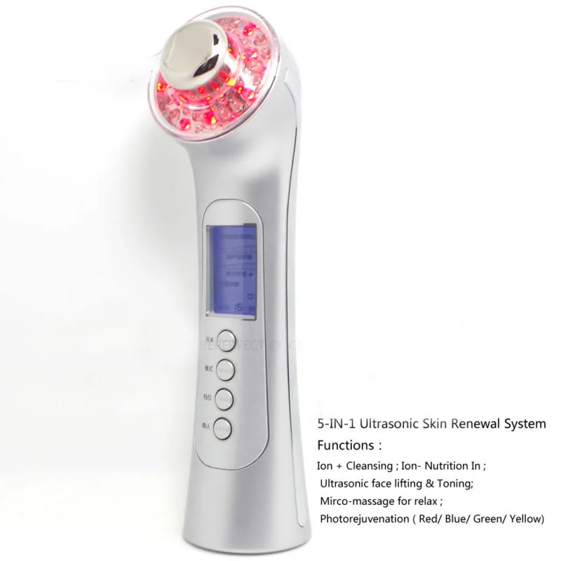 Goede 5 In 1 3Mhz Ultrasone Facial Massager Galvanische Massage Led Photon Ionische Gezicht Schoner Echografie Huidverzorging Spa Beauty Apparatuur