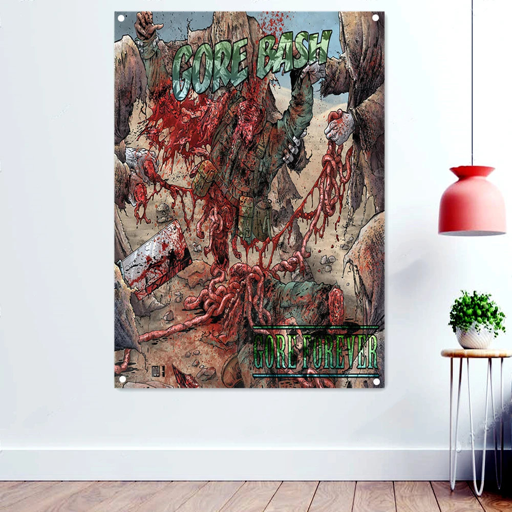 

Disgusting Bloody Dark Art Banners Death Metal Music Artworks Flags Wall Art Home Decoration Rock Band Icon Poster Tapestry B2