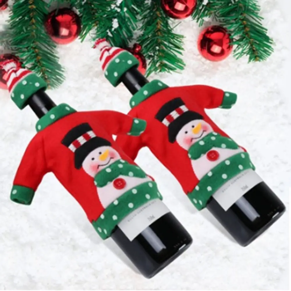 Рождественские украшения 2 шт./компл. чехол с рисунком вина Санта Клауса вязаные